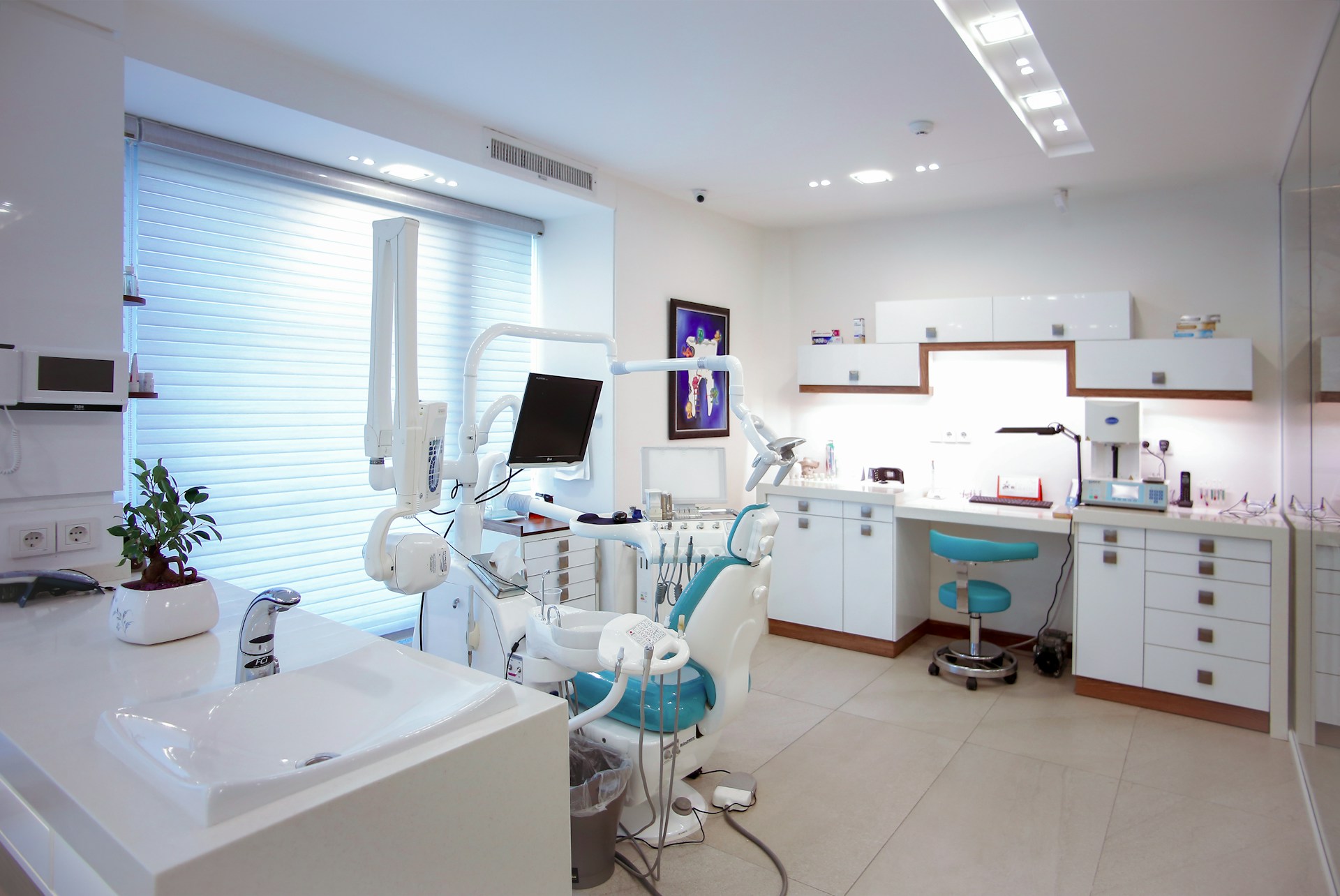 Dentist providing care